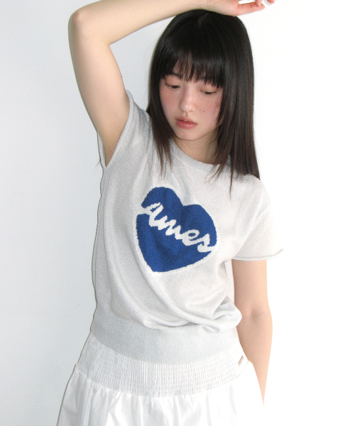 AMESWORLDWIDE（アメスワールドワイド）の「HEART SHORT SLEEVE KNIT BLUE（ニット/セーター・レディース・その他・FREE）」の5枚目の写真