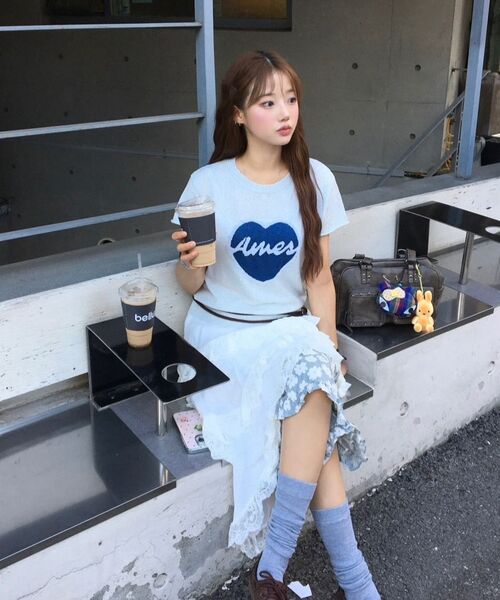 AMESWORLDWIDE（アメスワールドワイド）の「HEART SHORT SLEEVE KNIT BLUE（ニット/セーター・レディース・その他・FREE）」の9枚目の写真