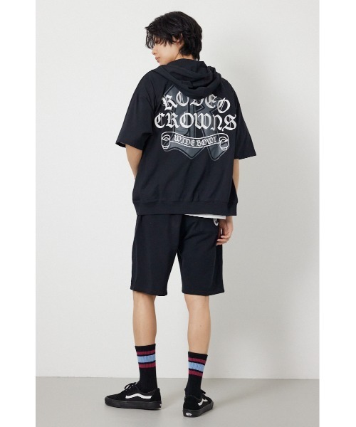 RODEO CROWNS WIDE BOWL(ロデオクラウンズワイドボウル)の「Blackletter 半袖ZIPパーカー(パーカー・メンズ・カモフラージュ/グレー×ホワイト/ブラック・MEDIUM/LARGE)」の14枚目の写真