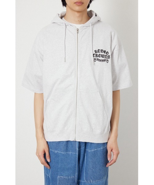 RODEO CROWNS WIDE BOWL(ロデオクラウンズワイドボウル)の「Blackletter 半袖ZIPパーカー(パーカー・メンズ・カモフラージュ/グレー×ホワイト/ブラック・MEDIUM/LARGE)」の20枚目の写真