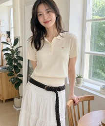 GENERAL IDEA（ジェネラルアイデア）の「【GENERAL IDEA】ロゴプレート付き半袖ポロシャツニットトップス   LOGO PLATE SHORT-SLEEVE POLO KNIT TOP（ポロシャツ）」