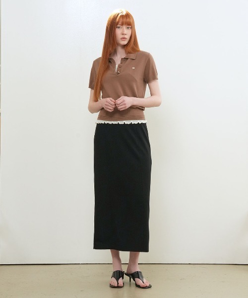 GENERAL IDEA(ジェネラルアイデア)の「【GENERAL IDEA】ロゴプレート付き半袖ポロシャツニットトップス / LOGO PLATE SHORT-SLEEVE POLO KNIT TOP(ポロシャツ・レディース・ネイビー/モカ/ブラック/アイボリー/ピンク・L/M/S)」の20枚目の写真