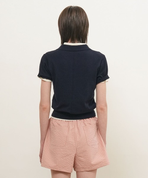 GENERAL IDEA(ジェネラルアイデア)の「【GENERAL IDEA】ロゴプレート付き半袖ポロシャツニットトップス / LOGO PLATE SHORT-SLEEVE POLO KNIT TOP(ポロシャツ・レディース・ネイビー/モカ/ブラック/アイボリー/ピンク・L/M/S)」の14枚目の写真