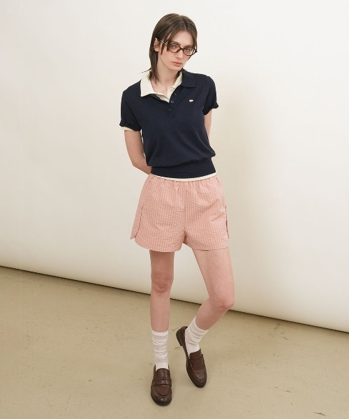 GENERAL IDEA(ジェネラルアイデア)の「【GENERAL IDEA】ロゴプレート付き半袖ポロシャツニットトップス / LOGO PLATE SHORT-SLEEVE POLO KNIT TOP(ポロシャツ・レディース・ネイビー/モカ/ブラック/アイボリー/ピンク・L/M/S)」の15枚目の写真
