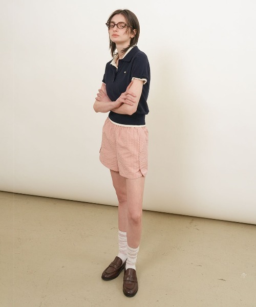 GENERAL IDEA(ジェネラルアイデア)の「【GENERAL IDEA】ロゴプレート付き半袖ポロシャツニットトップス / LOGO PLATE SHORT-SLEEVE POLO KNIT TOP(ポロシャツ・レディース・ネイビー/モカ/ブラック/アイボリー/ピンク・L/M/S)」の16枚目の写真