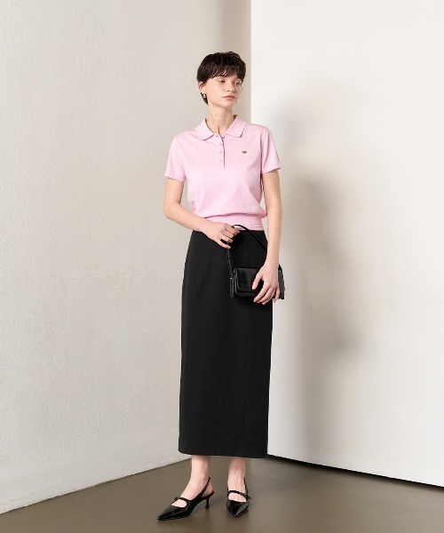 GENERAL IDEA(ジェネラルアイデア)の「【GENERAL IDEA】ロゴプレート付き半袖ポロシャツニットトップス / LOGO PLATE SHORT-SLEEVE POLO KNIT TOP(ポロシャツ・レディース・ネイビー/モカ/ブラック/アイボリー/ピンク・L/M/S)」の9枚目の写真