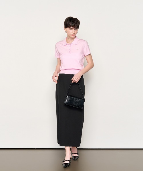 GENERAL IDEA(ジェネラルアイデア)の「【GENERAL IDEA】ロゴプレート付き半袖ポロシャツニットトップス / LOGO PLATE SHORT-SLEEVE POLO KNIT TOP(ポロシャツ・レディース・ネイビー/モカ/ブラック/アイボリー/ピンク・L/M/S)」の11枚目の写真
