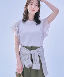 ROPE' PICNIC | 【ちゃんと+かわいい保証】70シルケットシアーフリルスリーブトップス/UVケア・接触冷感(Tシャツ/カットソー)