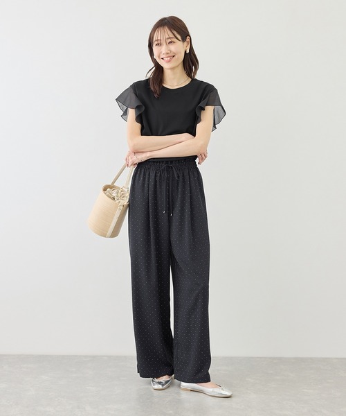 ROPE' PICNIC（ロペピクニック）の「【ちゃんと+かわいい保証】70シルケットシアーフリルスリーブトップス/UVケア・接触冷感（Tシャツ/カットソー・レディース・グリーン/ホワイト/ブラック/ラベンダー・FREE）」の16枚目の写真