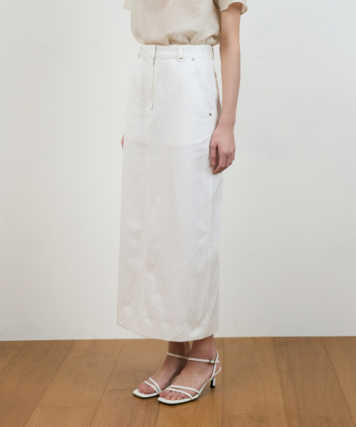 DEHEVE（デヘヴェ）の「Minimal Cotton Long Skirt [Ivory]（スカート・レディース・アイボリー・SMALL/MEDIUM）」の7枚目の写真