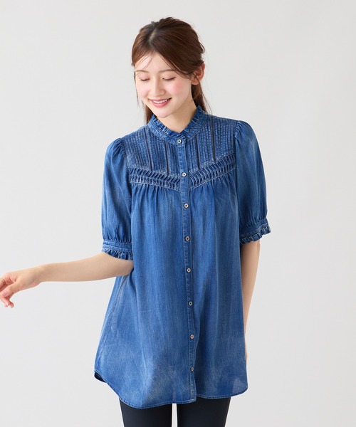 Rose Tiara（ローズティアラ）の「2.5オンスデニム軽やかブラウス（シャツ/ブラウス・レディース・ネイビー/ブルー・38/42/46）」の7枚目の写真