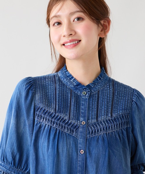 Rose Tiara（ローズティアラ）の「2.5オンスデニム軽やかブラウス（シャツ/ブラウス・レディース・ネイビー/ブルー・38/42/46）」の9枚目の写真