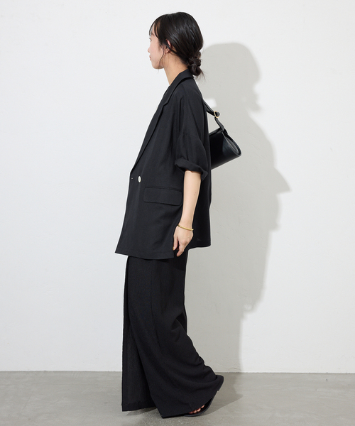 SLOBE IENA(スローブイエナ)の「《追加2》リネンレーヨンハーフスリーブジャケット(その他アウター・レディース・ブラック・38)」の8枚目の写真
