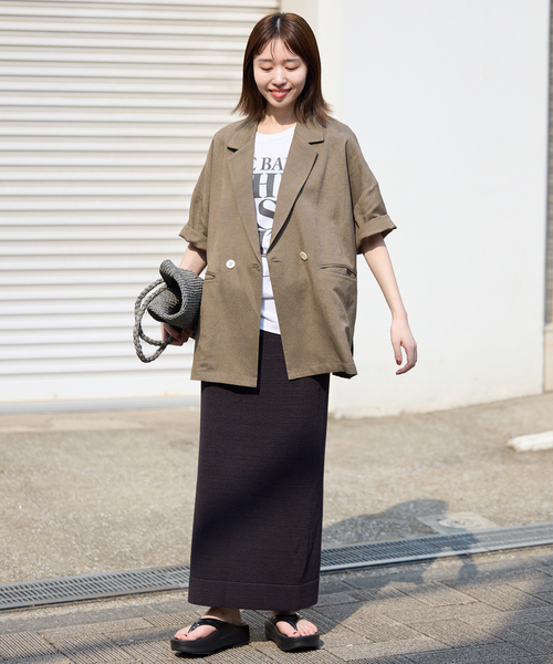 SLOBE IENA(スローブイエナ)の「《追加2》リネンレーヨンハーフスリーブジャケット(その他アウター・レディース・ブラック・38)」の16枚目の写真