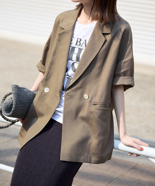 SLOBE IENA(スローブイエナ)の「《追加2》リネンレーヨンハーフスリーブジャケット(その他アウター・レディース・ブラック・38)」の22枚目の写真