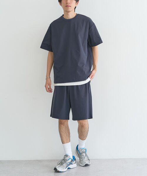 CRAFT STANDARD BOUTIQUE(クラフトスタンダードブティック)の「遮熱/吸水速乾/UVカット SPEEDRY 上下セット 半袖T&ハーフパンツ(セットアップ・メンズ・ネイビー/ブラック/チャコールグレー・M/L)」の1枚目の写真