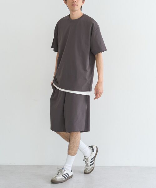 CRAFT STANDARD BOUTIQUE(クラフトスタンダードブティック)の「遮熱/吸水速乾/UVカット SPEEDRY 上下セット 半袖T&ハーフパンツ(セットアップ・メンズ・ネイビー/ブラック/チャコールグレー・M/L)」の3枚目の写真