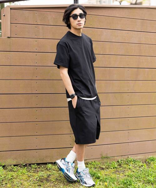 CRAFT STANDARD BOUTIQUE(クラフトスタンダードブティック)の「遮熱/吸水速乾/UVカット SPEEDRY 上下セット 半袖T&ハーフパンツ(セットアップ・メンズ・ネイビー/ブラック/チャコールグレー・M/L)」の5枚目の写真