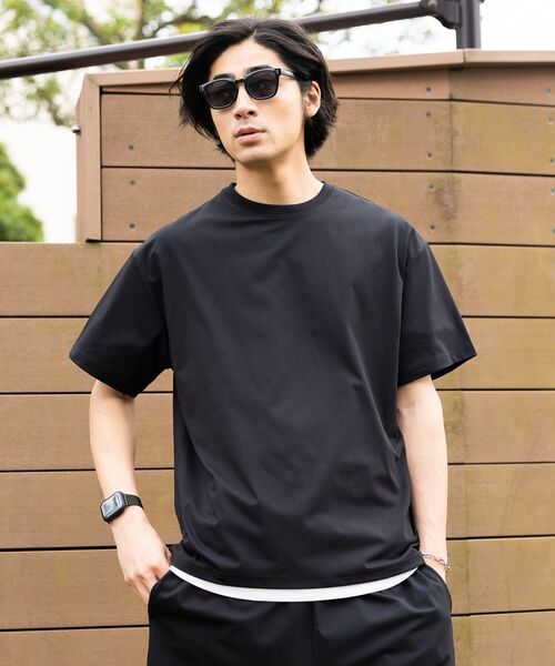 CRAFT STANDARD BOUTIQUE(クラフトスタンダードブティック)の「遮熱/吸水速乾/UVカット SPEEDRY 上下セット 半袖T&ハーフパンツ(セットアップ・メンズ・ネイビー/ブラック/チャコールグレー・M/L)」の7枚目の写真