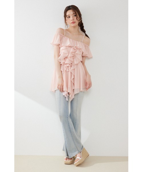 rienda(リエンダ)の「エアリーフリルキャミチュニック 夏服(シャツ/ブラウス・レディース・ブラック/ホワイト/ライトピンク・FREE)」の19枚目の写真