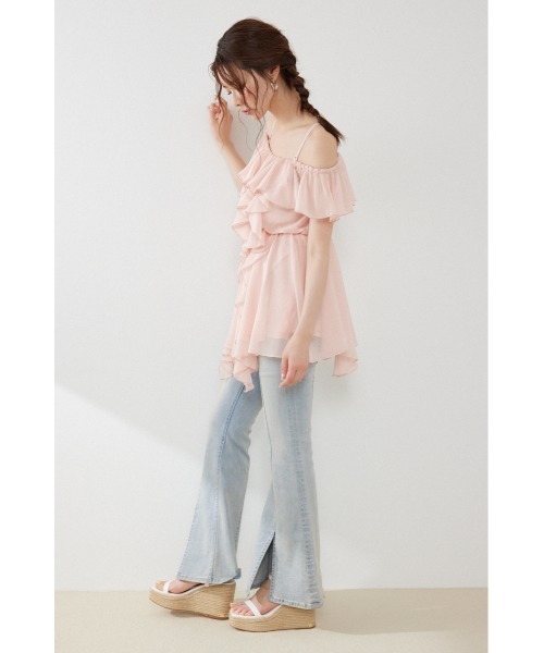 rienda(リエンダ)の「エアリーフリルキャミチュニック 夏服(シャツ/ブラウス・レディース・ブラック/ホワイト/ライトピンク・FREE)」の20枚目の写真