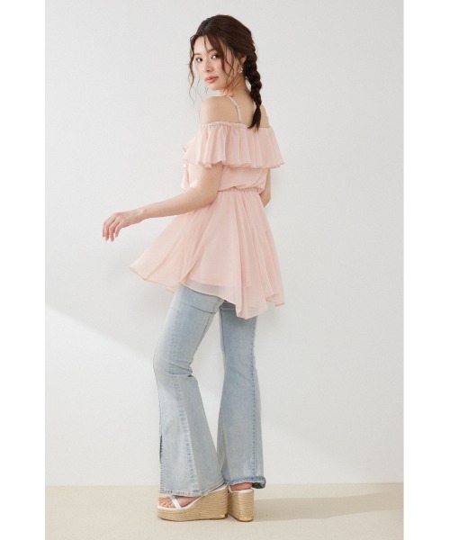 rienda(リエンダ)の「エアリーフリルキャミチュニック 夏服(シャツ/ブラウス・レディース・ブラック/ホワイト/ライトピンク・FREE)」の21枚目の写真