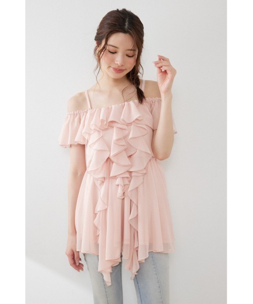 rienda(リエンダ)の「エアリーフリルキャミチュニック 夏服(シャツ/ブラウス・レディース・ブラック/ホワイト/ライトピンク・FREE)」の22枚目の写真