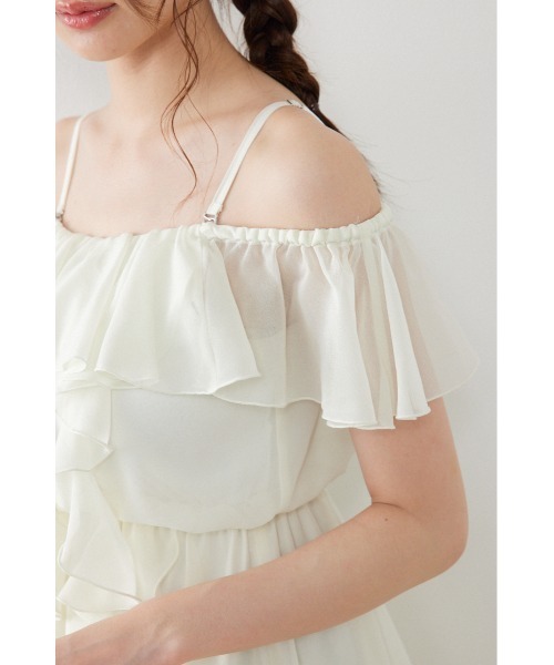 rienda(リエンダ)の「エアリーフリルキャミチュニック 夏服(シャツ/ブラウス・レディース・ブラック/ホワイト/ライトピンク・FREE)」の8枚目の写真