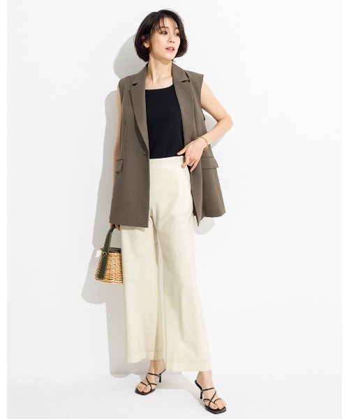 DoCLASSE( ドゥクラッセ)の「エシカルサマーウール・セミワイドパンツ(その他パンツ・レディース・オフホワイト/ライトグレー・11/13/9)」の3枚目の写真