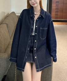 デニムセットアップ ミニスカート シャツジャケットセット 韓国風カジュアルコーデ