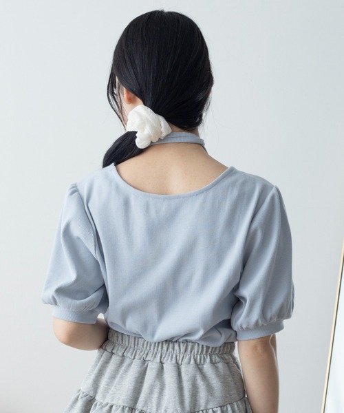 WEGO（ウィゴー）の「WEGO/パフスリーブチョーカーT（Tシャツ/カットソー・レディース・チャコール/サックスブルー・FREE）」の14枚目の写真