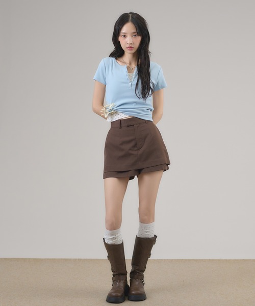 apres jour mignon（アプレジュールミニョン）の「ヘンリーリブTトップス（Tシャツ/カットソー・レディース・ネイビー/杢グレー/ホワイト系その他/ブルー/ブラウン系その他/オフホワイト/レッド・LARGE/フリー）」の22枚目の写真