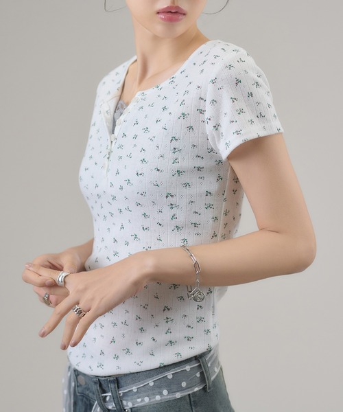 apres jour mignon（アプレジュールミニョン）の「ヘンリーリブTトップス（Tシャツ/カットソー・レディース・ネイビー/杢グレー/ホワイト系その他/ブルー/ブラウン系その他/オフホワイト/レッド・LARGE/フリー）」の8枚目の写真