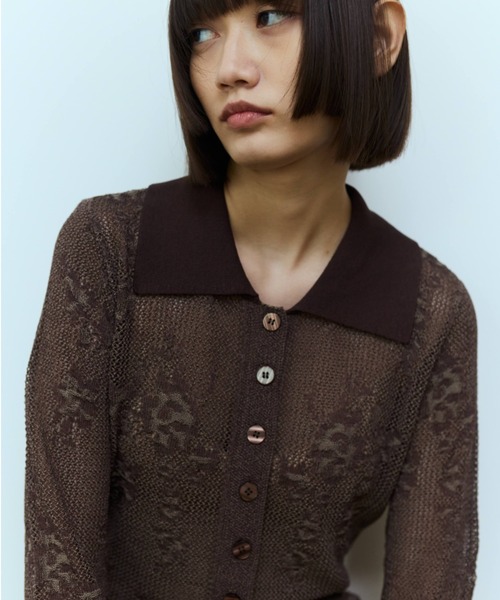 flaeu(フラユ)の「Floral Lace Knit Cardigan(カーディガン/ボレロ・レディース・ホワイト/ブラウン/ブラック・FREE)」の3枚目の写真