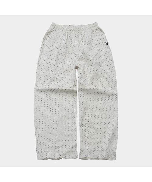 SOME PLACE(サムプレイス)の「フリルミニドットベーシックロゴストラップバンディングワイドコットンパンツ_3COLOR(その他パンツ・メンズ・ネイビー/ブラック/ホワイト・FREE)」の1枚目の写真