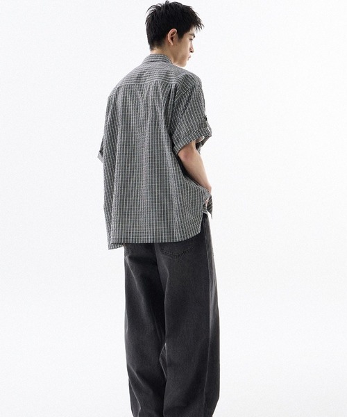 F.ILLUMINATE（フィルミネイト）の「【UNISEX】Filluminate／チェック半袖シャツ（シャツ/ブラウス・レディース・ブラック/ライトグリーン・MEDIUM/SMALL）」の6枚目の写真