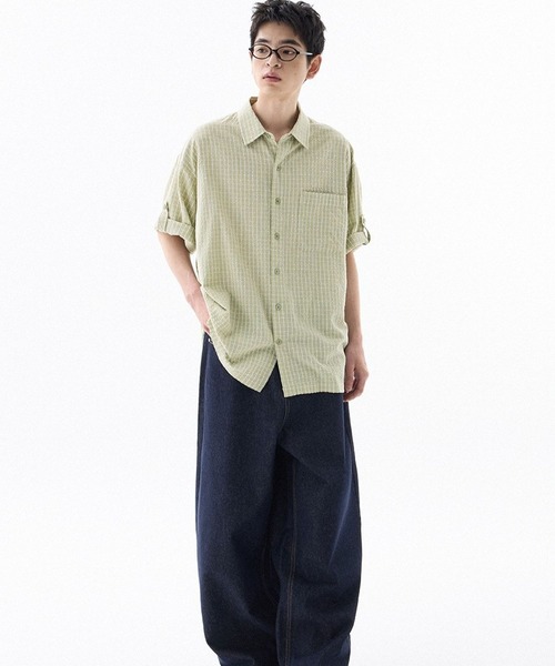 F.ILLUMINATE（フィルミネイト）の「【UNISEX】Filluminate／チェック半袖シャツ（シャツ/ブラウス・レディース・ブラック/ライトグリーン・MEDIUM/SMALL）」の8枚目の写真