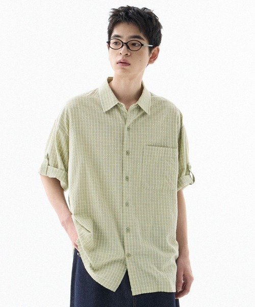 F.ILLUMINATE（フィルミネイト）の「【UNISEX】Filluminate／チェック半袖シャツ（シャツ/ブラウス・レディース・ブラック/ライトグリーン・MEDIUM/SMALL）」の11枚目の写真
