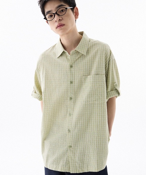 F.ILLUMINATE（フィルミネイト）の「【UNISEX】Filluminate／チェック半袖シャツ（シャツ/ブラウス・レディース・ブラック/ライトグリーン・MEDIUM/SMALL）」の12枚目の写真