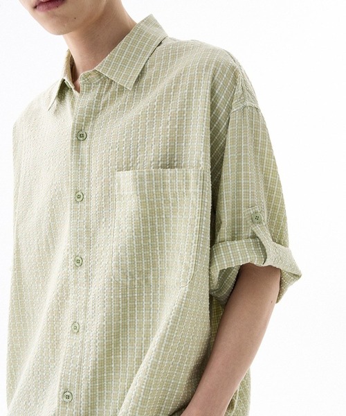 F.ILLUMINATE（フィルミネイト）の「【UNISEX】Filluminate／チェック半袖シャツ（シャツ/ブラウス・レディース・ブラック/ライトグリーン・MEDIUM/SMALL）」の13枚目の写真