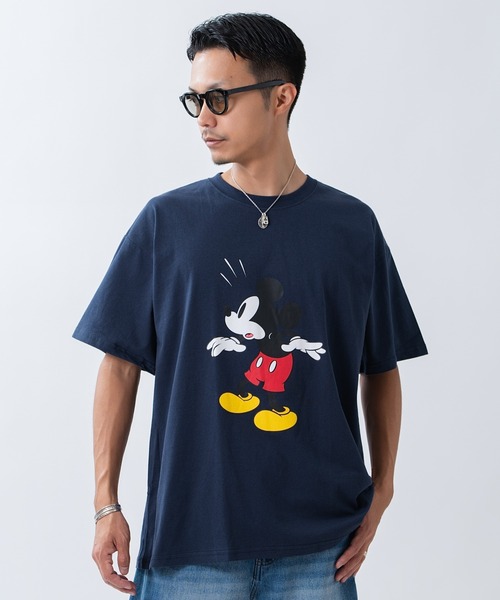 MICKEY MOUSE（ミッキーマウス）の「【MICKEY MOUSE】ミッキーマウス オーバーサイズ 半袖Ｔシャツ（Tシャツ/カットソー・メンズ・グレー/ホワイト系/ホワイト/ネイビー系・LARGE/MEDIUM/X-LARGE）」の4枚目の写真