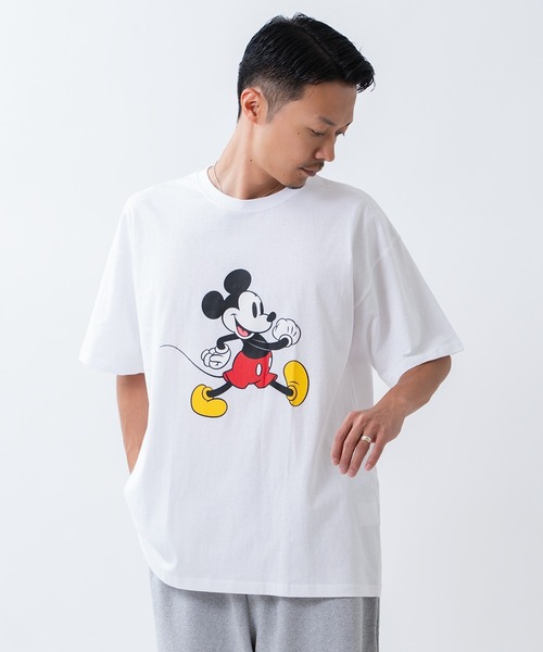 MICKEY MOUSE（ミッキーマウス）の「【MICKEY MOUSE】ミッキーマウス オーバーサイズ 半袖Ｔシャツ（Tシャツ/カットソー・メンズ・グレー/ホワイト系/ホワイト/ネイビー系・LARGE/MEDIUM/X-LARGE）」の5枚目の写真