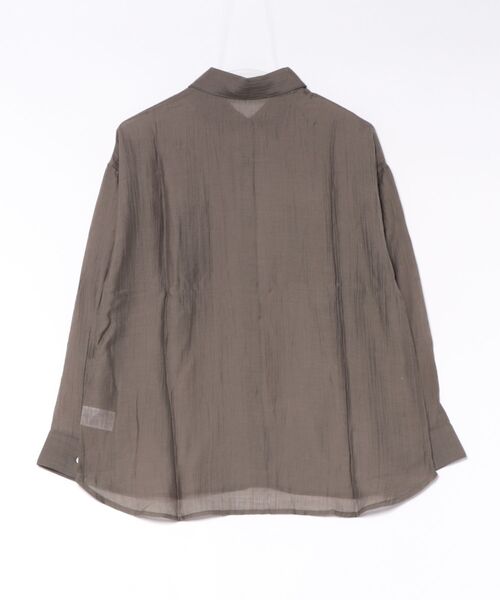 BELLUNA PLUS（ベルーナ）の「ほどよい透け感！シアー楊柳エアリーシャツ（シャツ/ブラウス・レディース・ブラウン/アイボリー/オレンジ・LARGE/MEDIUM/X-LARGE）」の4枚目の写真