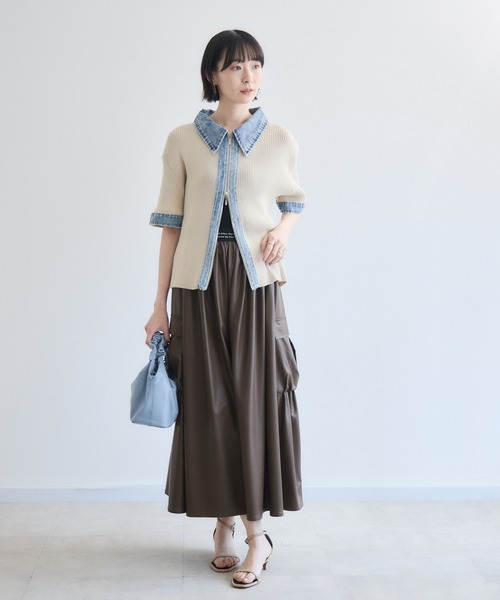 Paradise Picnic(パラダイスピクニック)の「デニム切替Wジップリブニット(ニット/セーター・レディース・グレー/ブラック/アイボリー・FREE)」の12枚目の写真