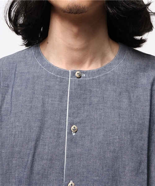 OUTLET（アウトレット）の「【BLOOM&BRANCH】MANシャンブレークルーBL（シャツ/ブラウス・メンズ・インディゴブルー・MEDIUM/LARGE）」の3枚目の写真