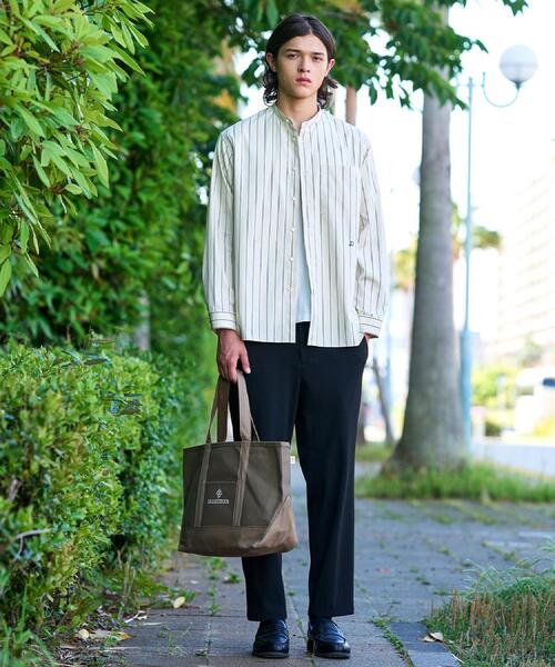 DRESSTERIOR(ドレステリア)の「【日本製】バンドカラー ストライプシャツ(シャツ/ブラウス・メンズ・ベージュ系2・94/92/91/90)」の5枚目の写真