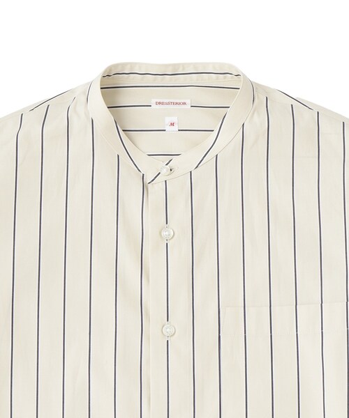 DRESSTERIOR(ドレステリア)の「【日本製】バンドカラー ストライプシャツ(シャツ/ブラウス・メンズ・ベージュ系2・94/92/91/90)」の14枚目の写真