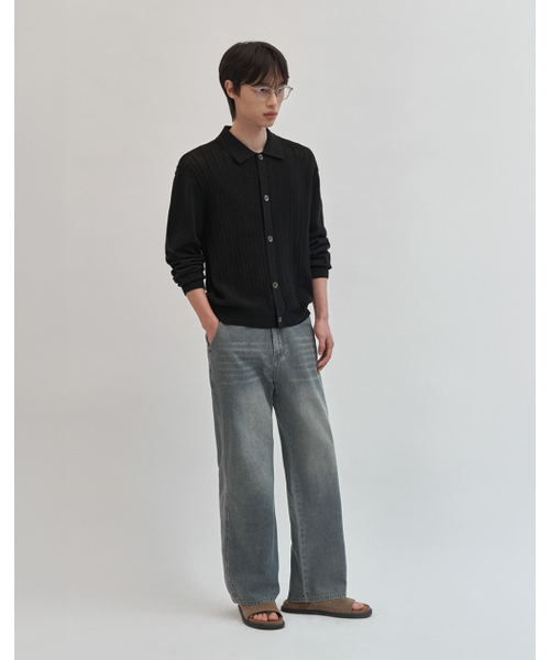 WORK ON BODY OFF（ワークオンボディオフ）の「スカシセミオーバーフィットコットンカーディガン[ブラック]（カーディガン/ボレロ・メンズ・ブラック・LARGE/X-LARGE）」の8枚目の写真