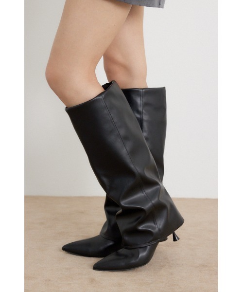 rienda(リエンダ)の「【AW先行アイテム】カバーロングブーツ(ブーツ・レディース・ブラック/ベージュ・SMALL/MEDIUM/LARGE)」の2枚目の写真