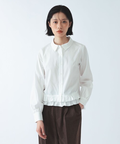 Ray BEAMS（レイビームス）の「フリルヘム レギュラーカラー シャツ（シャツ/ブラウス・レディース・ホワイト/サックスブルー・ONE SIZE）」の3枚目の写真